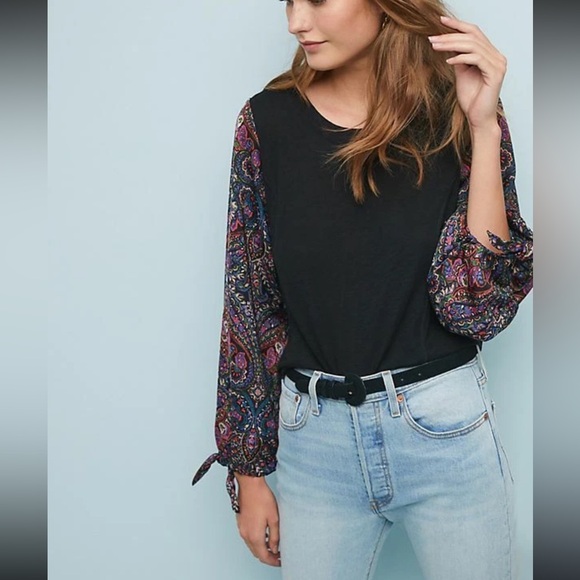 Anthropologie Tops - ANTHROPOLOGIE AKEMI + KIN Maybelle Tied Balloon Sleeve Paisley Floral Boho